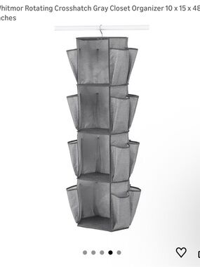 WHIT Gray 10-Pocket Rotating Hanging Closet Organizer